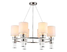 Люстра подвесная LH71291 Ambrella light белая на 6 ламп, основание никель в стиле классический Люстра подвесная LH71291 Ambrella light белая на 6 ламп, основание никель в стиле классический